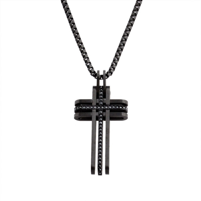 Swarovski Men Collection 5070473 Bengal Cross Black Motif Crystal Pendant Necklace - Swarovski Bengal Cross Black Pendant Swarovski Men Collection 5070473 Bengal Cross Black Motif Crystal Pendant Necklace - Swarovski Bengal Cross Black Pendant