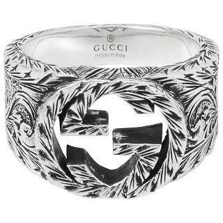 グッチ GUCCI 455302-J8400-0811 21号 インターロッキングG エングレービング ワイド リング 指輪　シルバー 日本サイズ20号 メンズ アクセサリー INTERLOCKING G