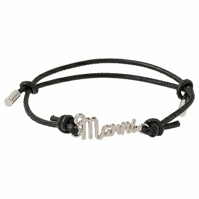 9350円 最高品質の マルニ Marni Brzb0024a0 M00 00n99 スクリプト カーシブロゴ スライドノット レザー ブレスレット コール ブラック メンズ アクセサリー レディース ユニセックス