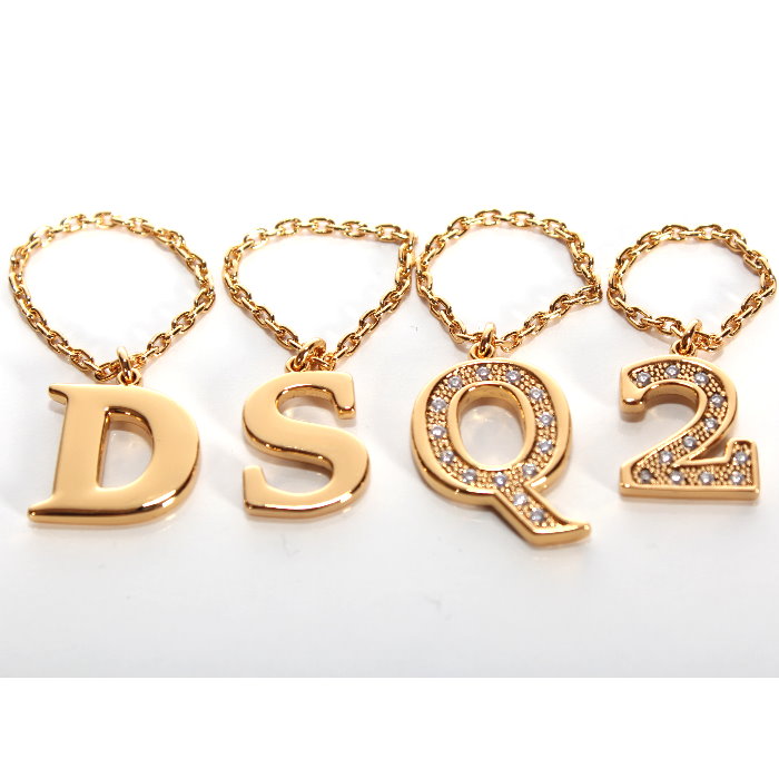 DSQUARED2 ディースクエアード RIW0061 59400001 7043 リング Mサイズ 指輪 チェーン DSQ2 4個セット ゴールド　メタル ジルコン ネックレストップにも アクセサリー メンズ レディース ユニセックスセール　売れ筋 11,850円