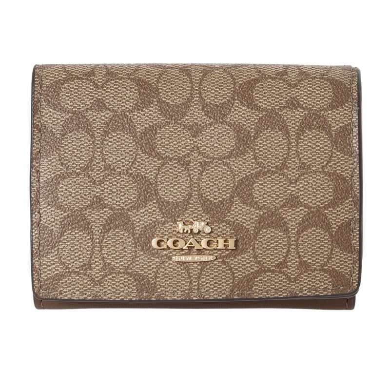 コーチアウトレット　COACH OUTLET　91806 IME74　三つ折り財布　カーキ／ブラウン　シグネチャー 14,014円