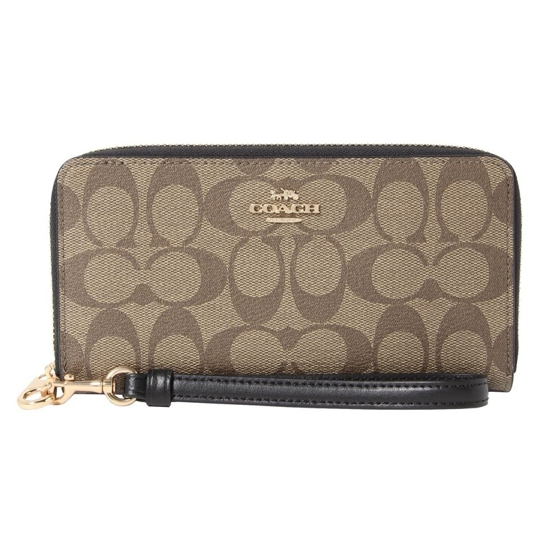 コーチアウトレット　COACH OUTLET　C4452 IMCBI　ラウンドファスナー長財布　カーキ／ブラック