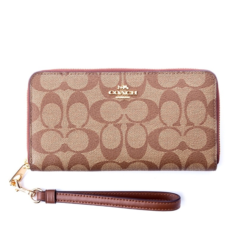 コーチアウトレット　COACH OUTLET　C4452 IME74　ラウンドファスナー長財布　カーキ／サドル