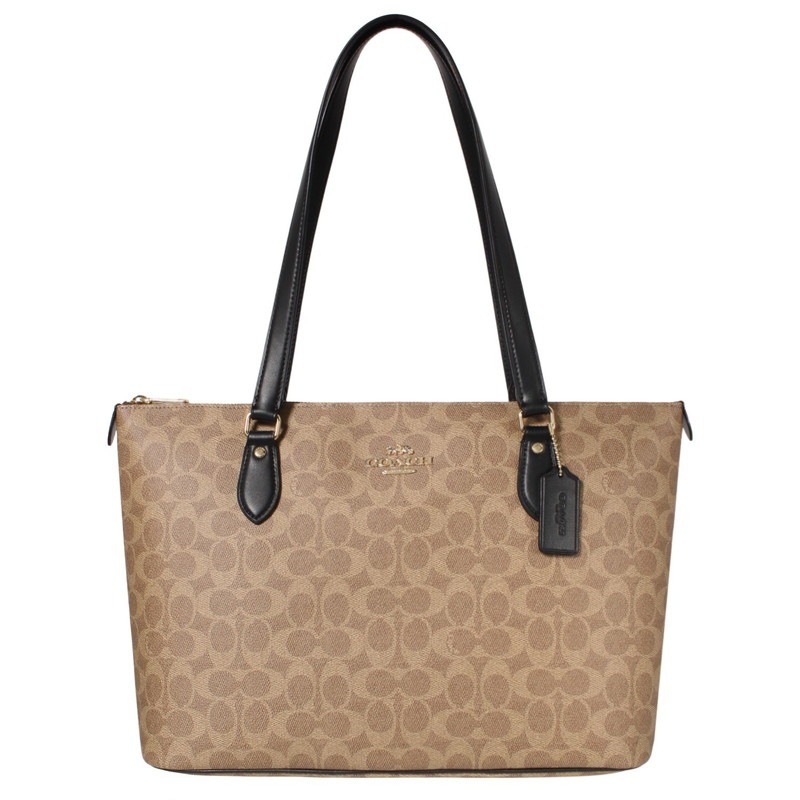 コーチアウトレット COACH OUTLET トートバッグ CW381 IMQRX タン/ブラック　シグネチャー　【新品・未使用・正規品】
