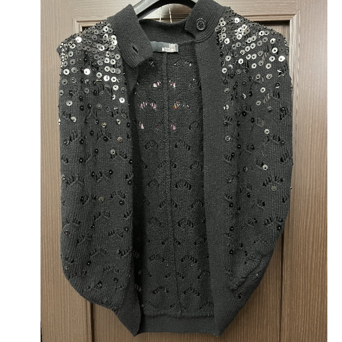 LOVE　MOSCHINO　ラブ　モスキーノ　ニット　ベスト　ボレロ　ジャケット　スパンコール　ウール　ストール　レディース　アパレル　フリー　パーティ式　ディナー　新品/未使用