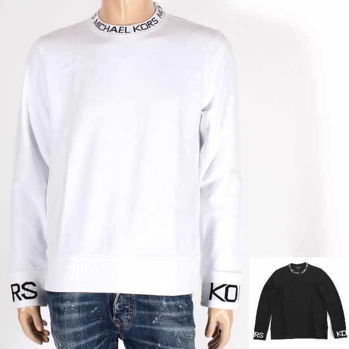 MICHAEL KORS KORS マイケルコース KORS テープ トリム ロングスリーブ クルーネック Tシャツ カットソー 長袖 ブラック ホワイト グレー ゴルフ メンズ レディース ユニセックス KORS-tape-longT 売れ筋 ロゴテープ 13,860円