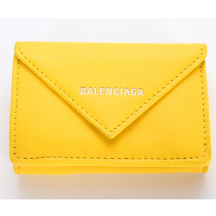 【期間限定】 バレンシアガ BALENCIAGA ペーパー ミニ ウォレット 391446 DLQ0N 7155 三つ折財布 ミニ財布 イエロー レディース メンズ ユニセックス PAPIER MINI WALLET 売れ筋