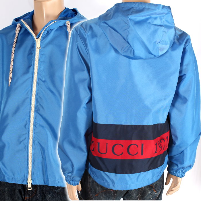 【エントリーpt5倍】【お通貨価値思いなおす】 グッチ GUCCI ナイロン 帆布 ジップ 上衣 青色 770759 Z8BO6 4405 46大きさ ボンネット付き添い人 フーディ うしろ側ロゴタイプ パーカー 上衣 お召しもの アウター メンズ レディース ユニ一発やる 売れ筋
