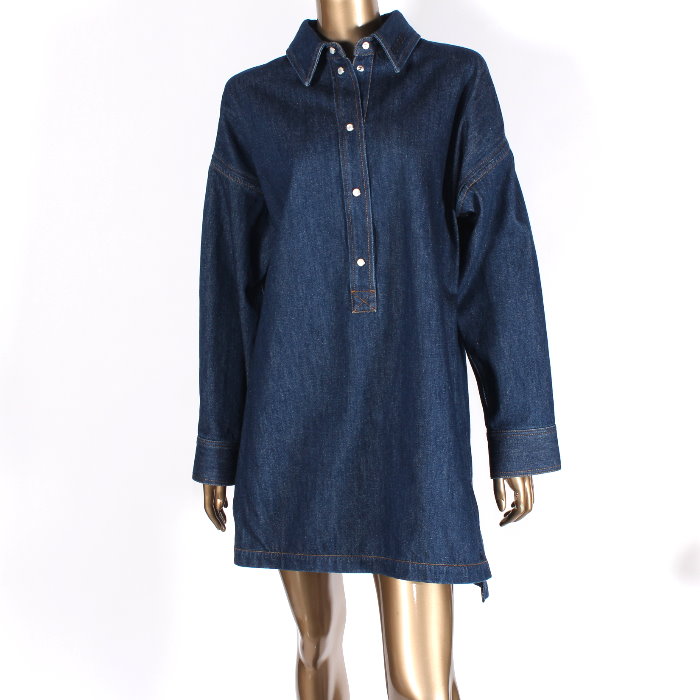 【期間限定】 グッチ GUCCI ワンピース デニムシャツ ブルー 812609 XDC7I 4100 38サイズ チュニックシャツ ジャケット レディース ユニセックス 売れ筋　刺繍ロゴ エンブロイダードデニムシャツ