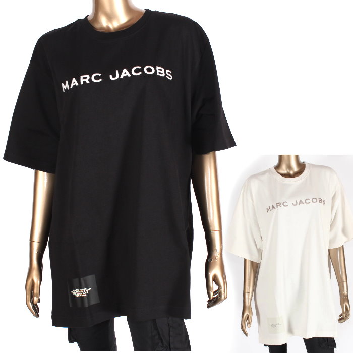 MARC JACOBS マークジェイコブス THE BIG T-SHIRT Tシャツ C602C06PF21 177 オフホワイト　001ブラック ロゴ刺繍 オーバーサイズ 半袖 クルーネック トップス レディース ユニセックス 売れ筋
