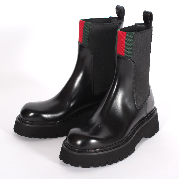 【エントリーpt5倍】【継続期間押さえる】 GUCCI グッチ サイドゴアブーツ 806398 AAD6T 1052 37大きさ 黒いこと なめし革 ウェブストライプ チェルシーブーツ アンクルブーツ シューズ 靴 スニーカー レディース ユニ一発やる 売れ筋