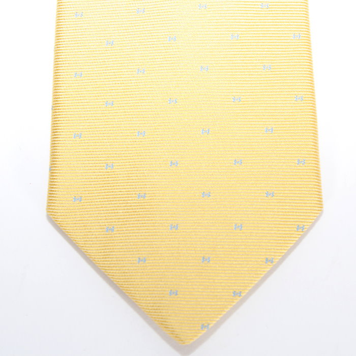 HERMES エルメス 地絹タイ王国 7 糎 《マグニファイングH》 H334161T 09 H柄 黄色 / 青み タイ 背広 商行為 華燭の典 成年者式 メンズ ユニ一発やる 売れ筋