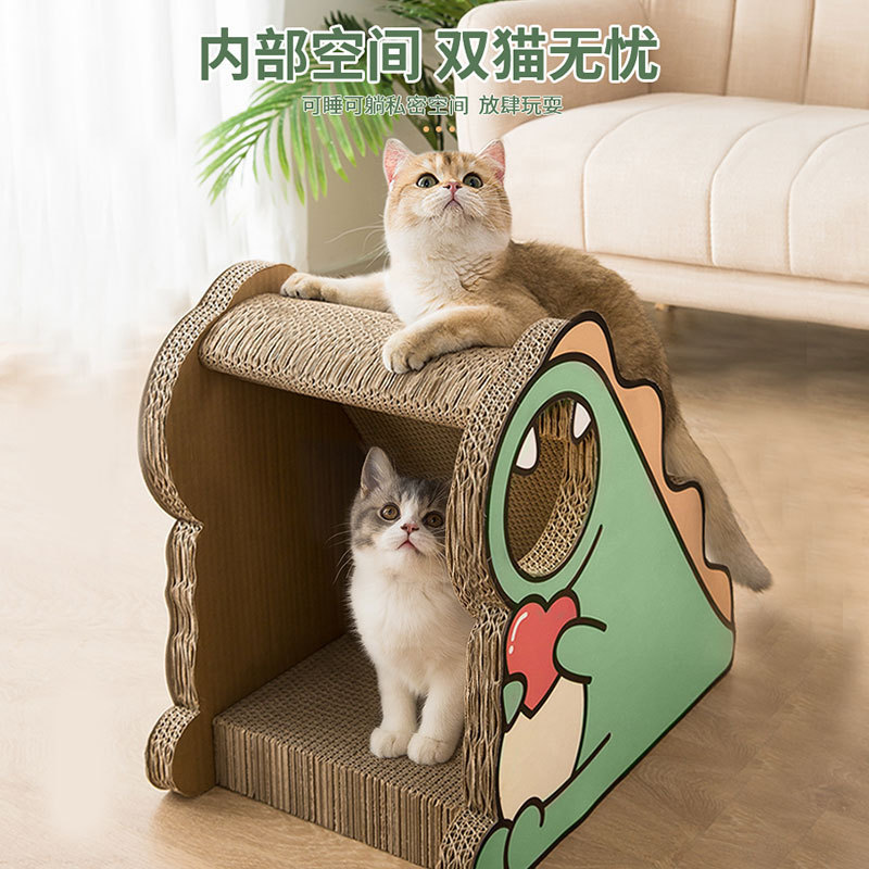 猫用爪とぎペット用品ペットハウスペットおもちゃ爪とぎ恐竜アニマルテレビポップ運動インテリアグリーン可愛い爪磨き段ボール家具保護サイズM