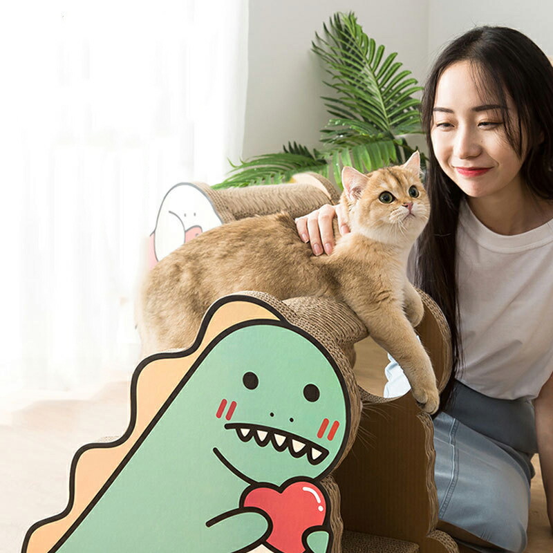 猫用爪とぎペット用品ペットハウスペットおもちゃ爪とぎ恐竜アニマルテレビポップ運動インテリアグリーン可愛い爪磨き段ボール家具保護サイズM