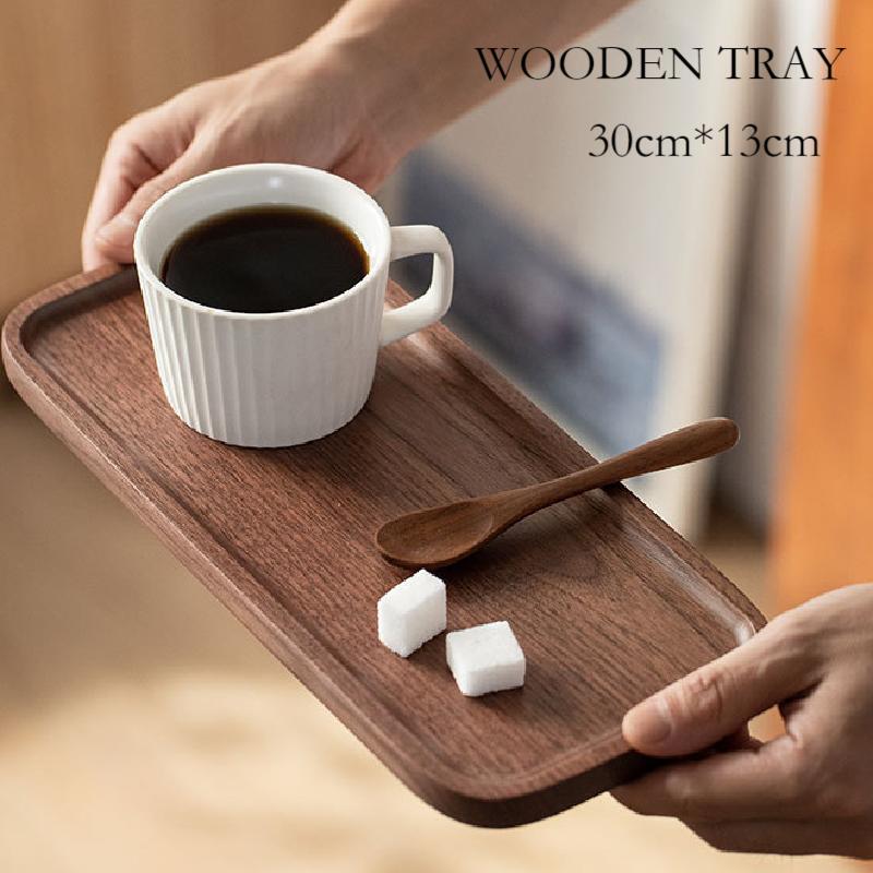 【送料無料】トレー 木製 カフェトレ― 木 お皿 ウォールナット 高品質 木製トレー プレート ウッドプレート 長方形 シンプル 北欧 ナチュラル 四角 カフェ お茶 おしゃれ 木目 天然木 無垢材 カフェ風 珈琲 ギフト プレゼント クリスマス