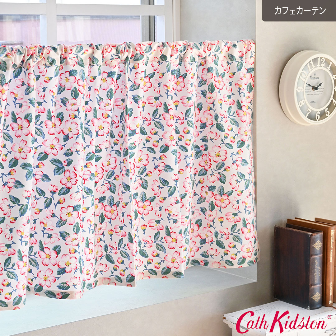 [P3 times ☆ 3000 yen coupon distribution] Cafe curtain Cathkidson climbing blossom brush order curtain English curtain cathkidston cute elegant stylish floral pattern antique 100% English cotton small window pole through tight stick