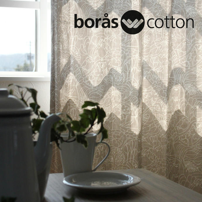 【4000円OFFクーポン配布】北欧カーテン ボラスコットン boras cotton ツイッターズ2 グレー Twitters オーダーカーテン 北欧ブランドカーテン 葉っぱ リーフ柄 花柄 ボタニカル 鳥 おしゃれ ボラス ボロス Lisa Larson リサ・ラーソン