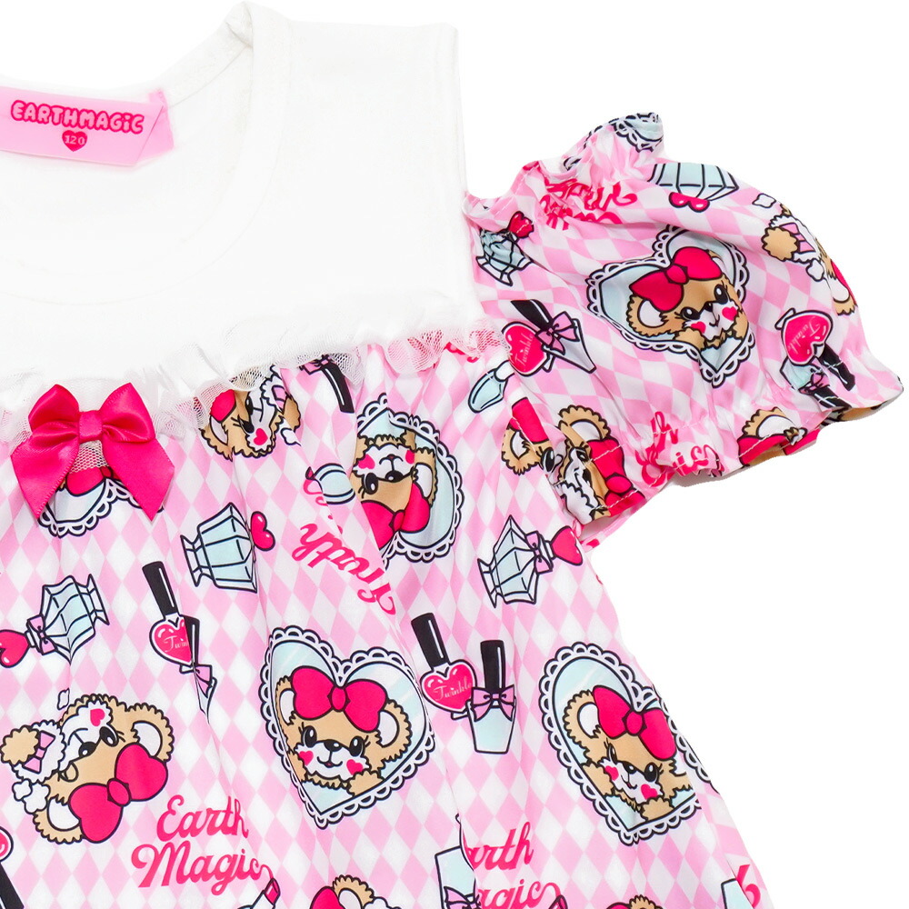 EARTHMAGICアースマジック 2022春夏 コスメ柄肩開きAラインTシャツ 