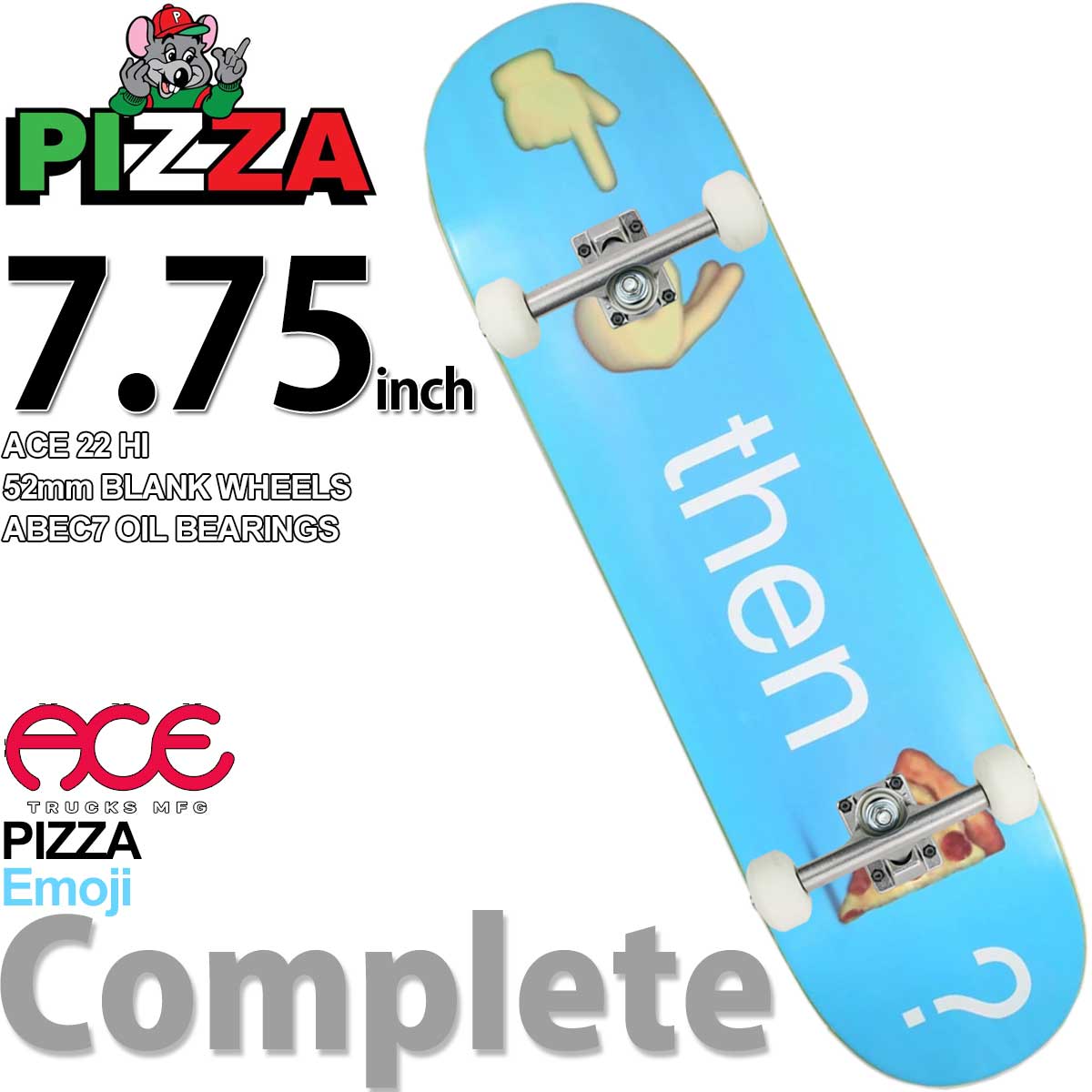 ピザ 7 75インチ エモジ スケボー エーストラック コンプリート 完成品 Pizza Emoji Ace Trucks Skateboards Complete スケートボード スケボー女子 大人 初心者 おすすめ アーバンスポーツ ストリート パーク ランプ ハードコア 信憑