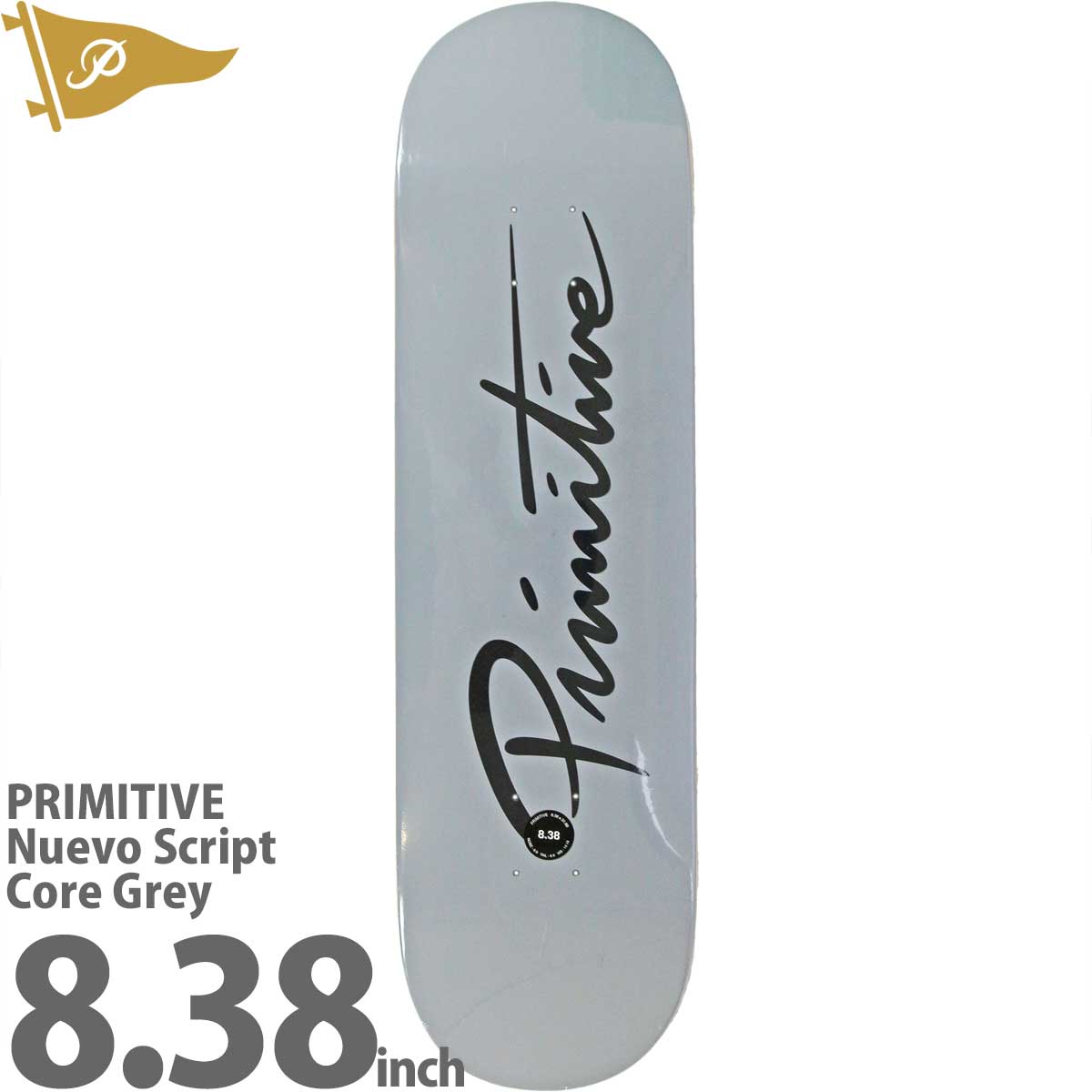 プリミティブ 8 38 Core Deck Grey Nuevo Primitive Script Skateboards おすすめ かっこいい アーバンスポーツ インチ コアグレー スケボー スケボーデッキ スケボー女子 スケートボード ストリート デッキ ヌエボスクリプト パーク ブランド ランプ 上級者 人気 初心者