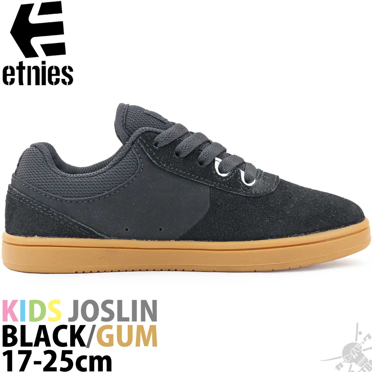 スケボー シューズ キッズ 17 25cm エトニーズ ジョスリン 黒 ガム Etnies Joslin Kids Black Gum スケートボード 商標 下足 スニーカー スケシュー 黒 洟垂 小僮 こども オシャレ Alstoncompany Com