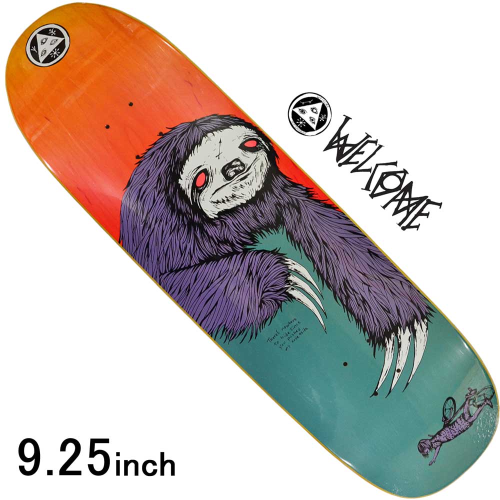 楽天市場 スケボー デッキ スケートボード グラフィック Welcome Skateboards ウェルカム スケートボード Sloth On Boline Teal Yellow Stain 9 25inch Artwork By Jason Celaya スケートボード専門店カットバック