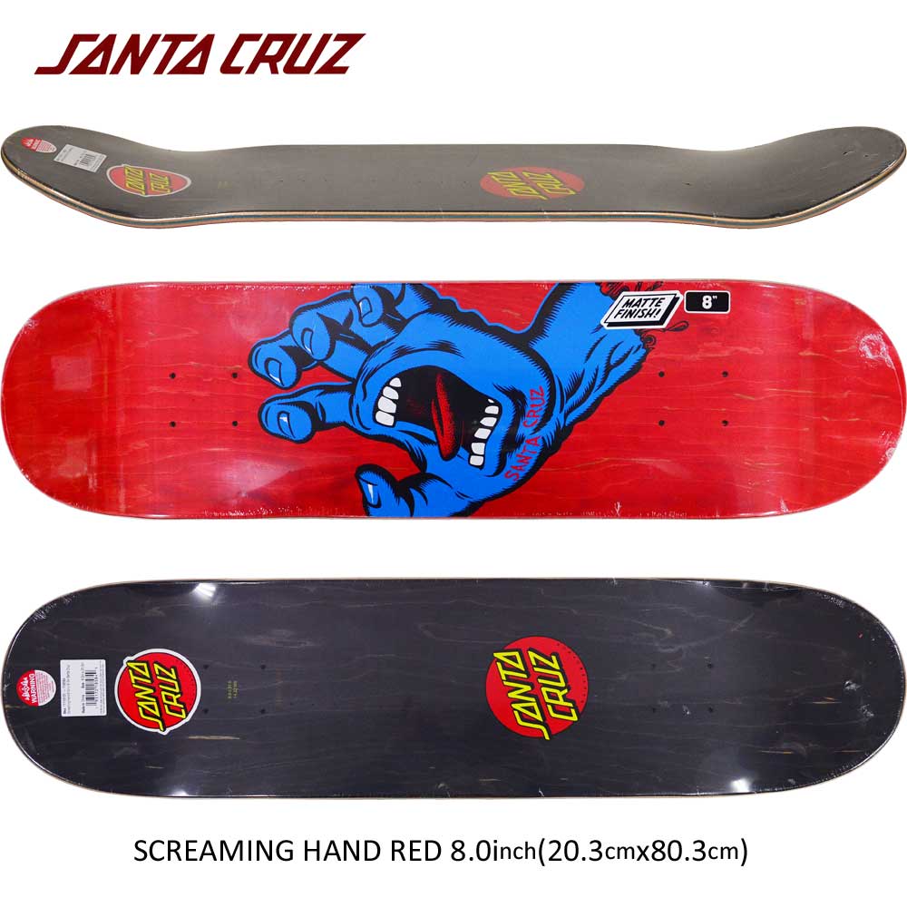 デッキ スケートボード 8 0inch Hand パーツ スケートボード Screaming スケボー スケボー Cruz サンタクルーズ Red スケボーデッキ スクリーミングハンド Team Model スケートボード専門店カットバックsanta Santa Skateboards 板 Cruz