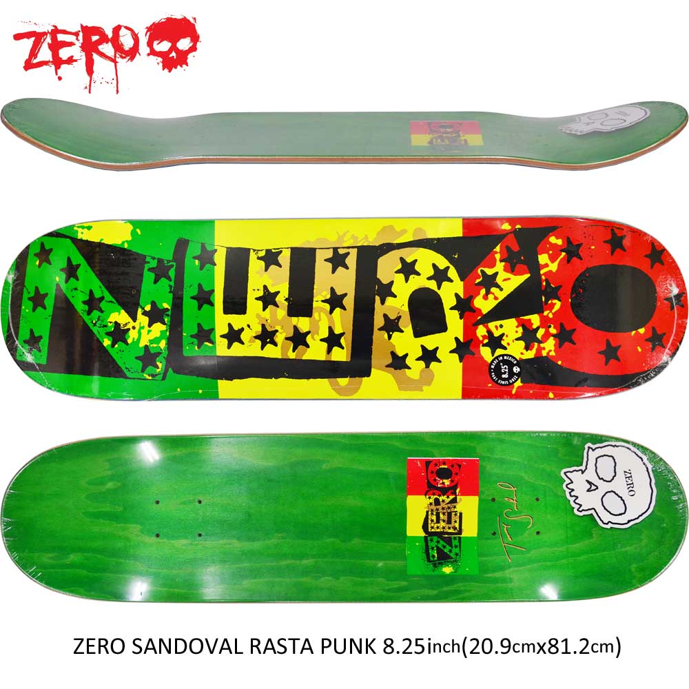 楽天市場 スケボー デッキ スケートボード カリフォルニア Zero Skateboards ゼロ スケートボード 板 Zero Sandoval Rasta Punk 8 25inchtommy Sandoval Pro Model スケートボード専門店カットバック