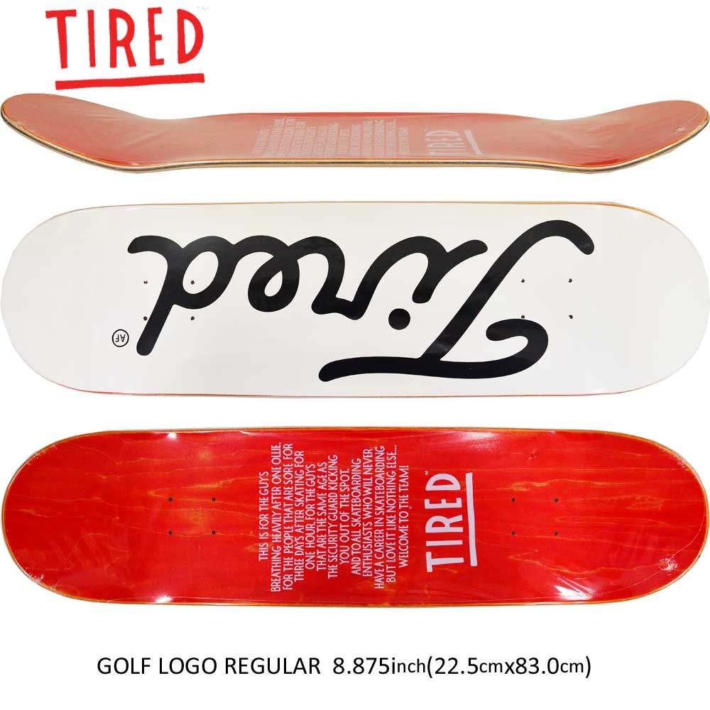 Tired Skateboards タイレッド オシャレ スケートボード スケボー デッキ 8 875inch スケートボード デッキ グラフィック Tired Skateboards タイレッド スケートボード Golf Logo Regular 8 875inch ストリート オシャレ ファッション アイテム オヤジ スケートボード