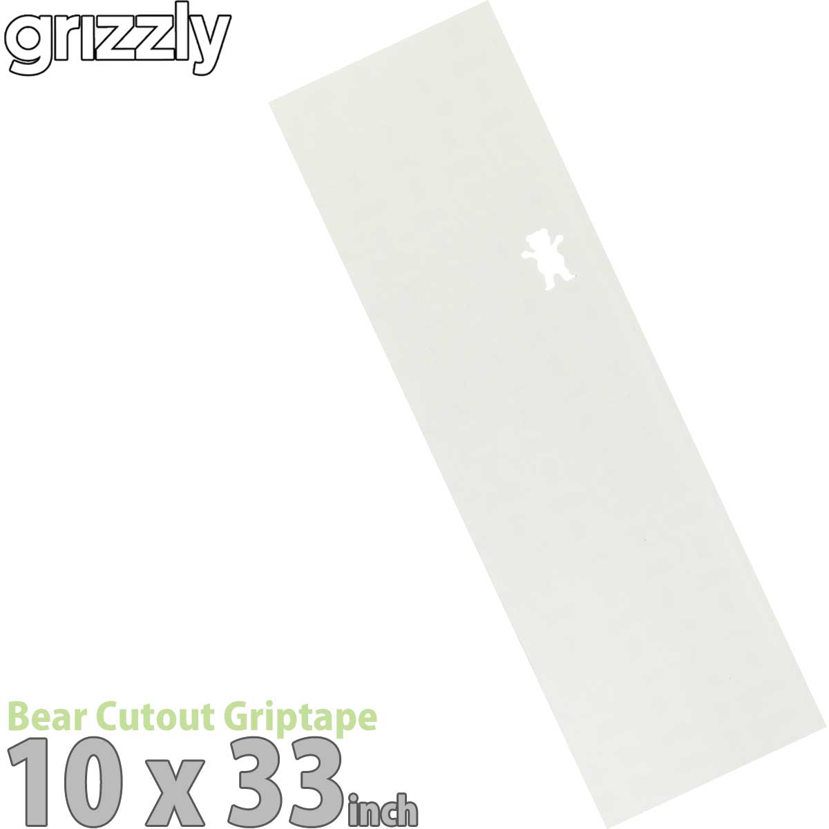 グリズリー デッキテープ ベアカットクリア 10インチ 透明 Grizzly Bear Cutout Griptape Regular 10inch レギュラー 右クマ クリアホワイト グリップテープ スケボー スケートボード パーツ ザラザラ 滑り止め 国内正規品画像