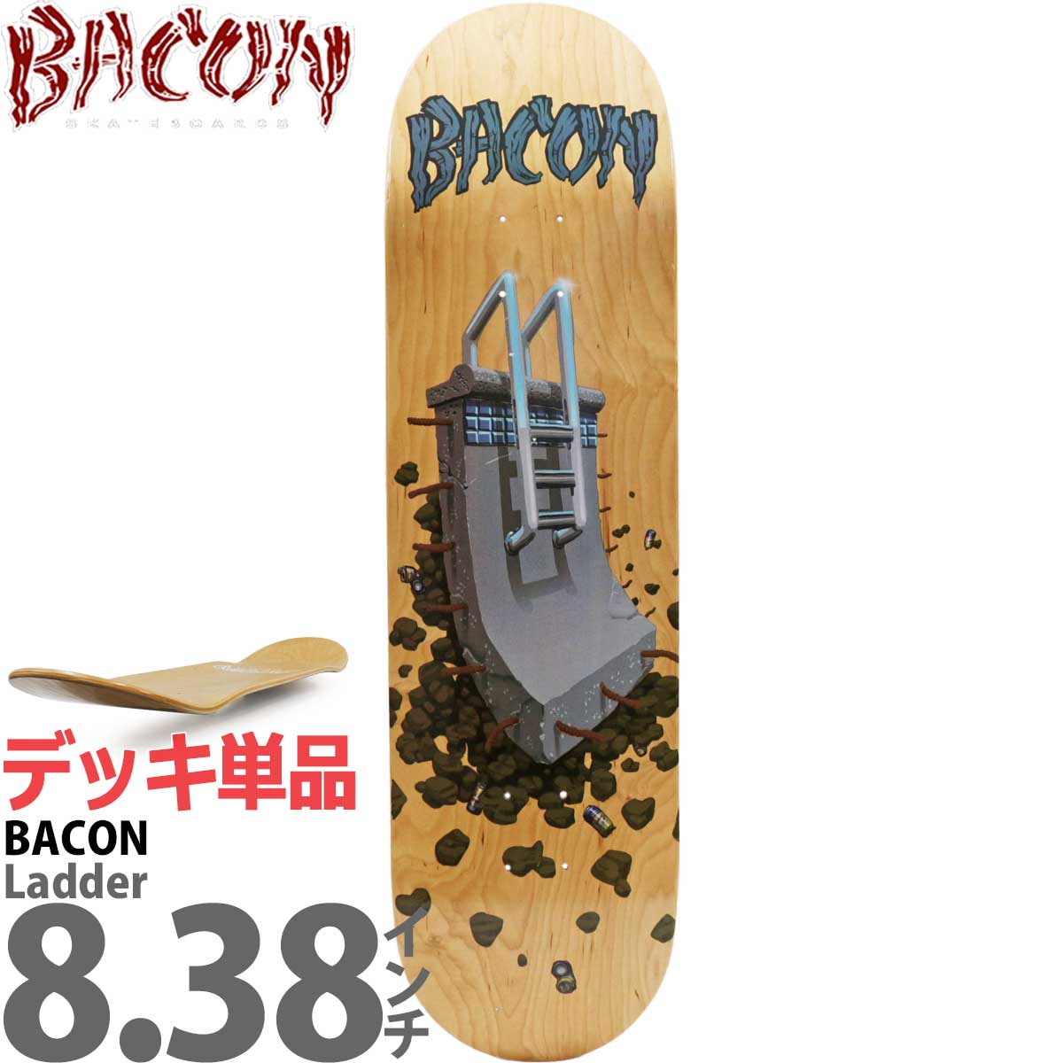 【楽天市場】ベーコン 8.38インチ スケボー デッキ Bacon Skateboards Team Ladder Deck チーム ラダー ...