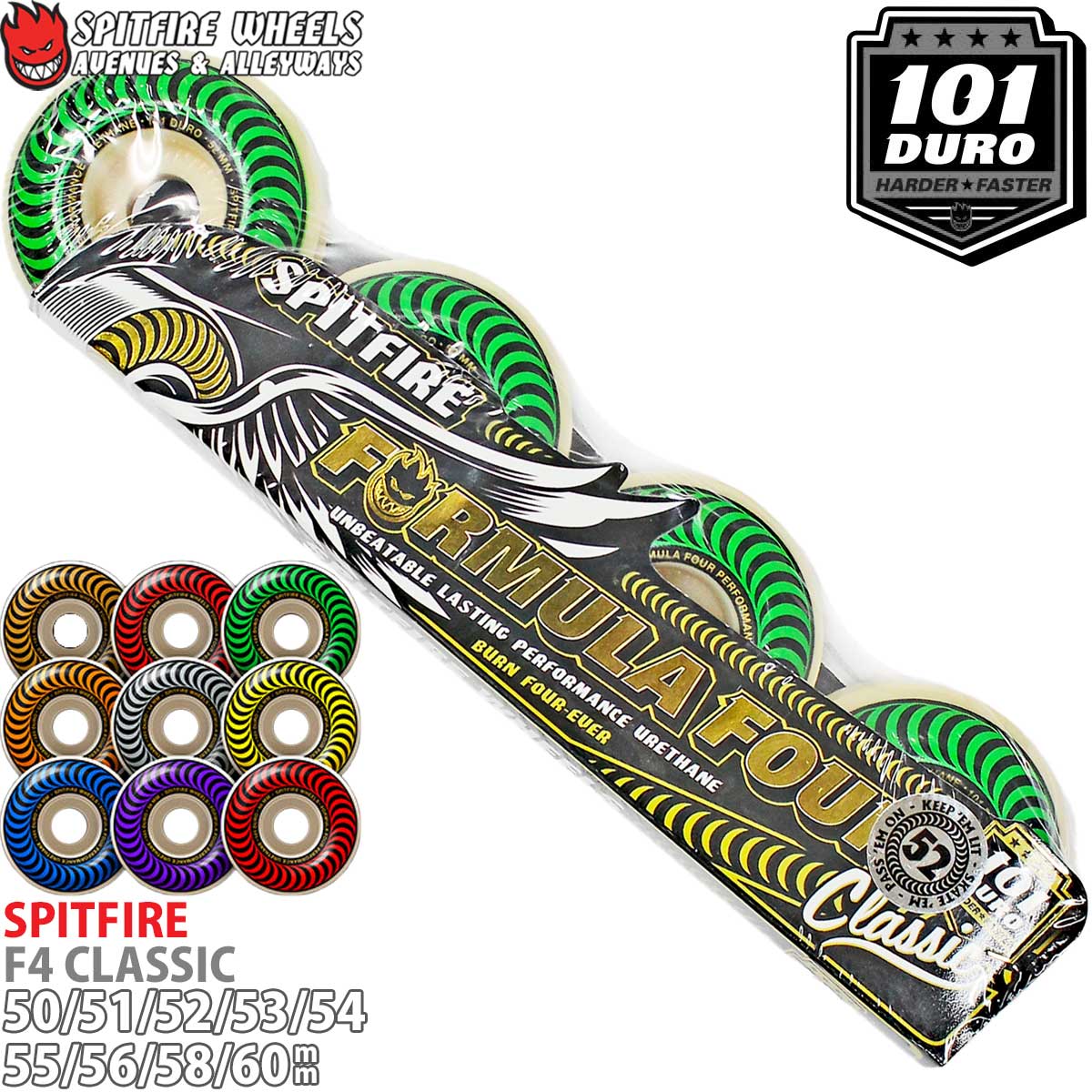 Spitfire Formula Four F4 52mm ウィールセット 毎日割】スケートボードウィール SPITFIRE スピットファイヤー