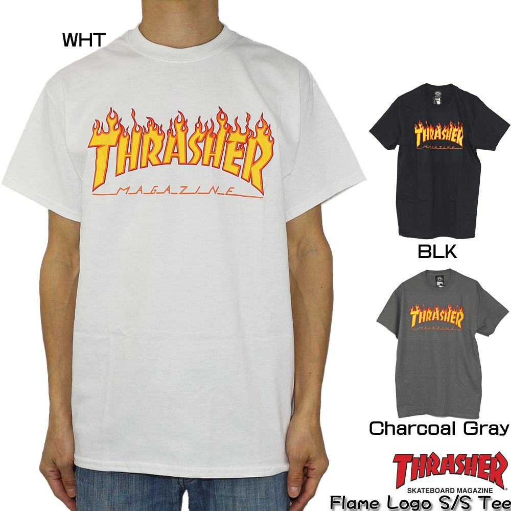 【楽天市場】クリックポスト対応 スラッシャー THRASHER tシャツ Flame Logo S/S Tee WHT･BLK