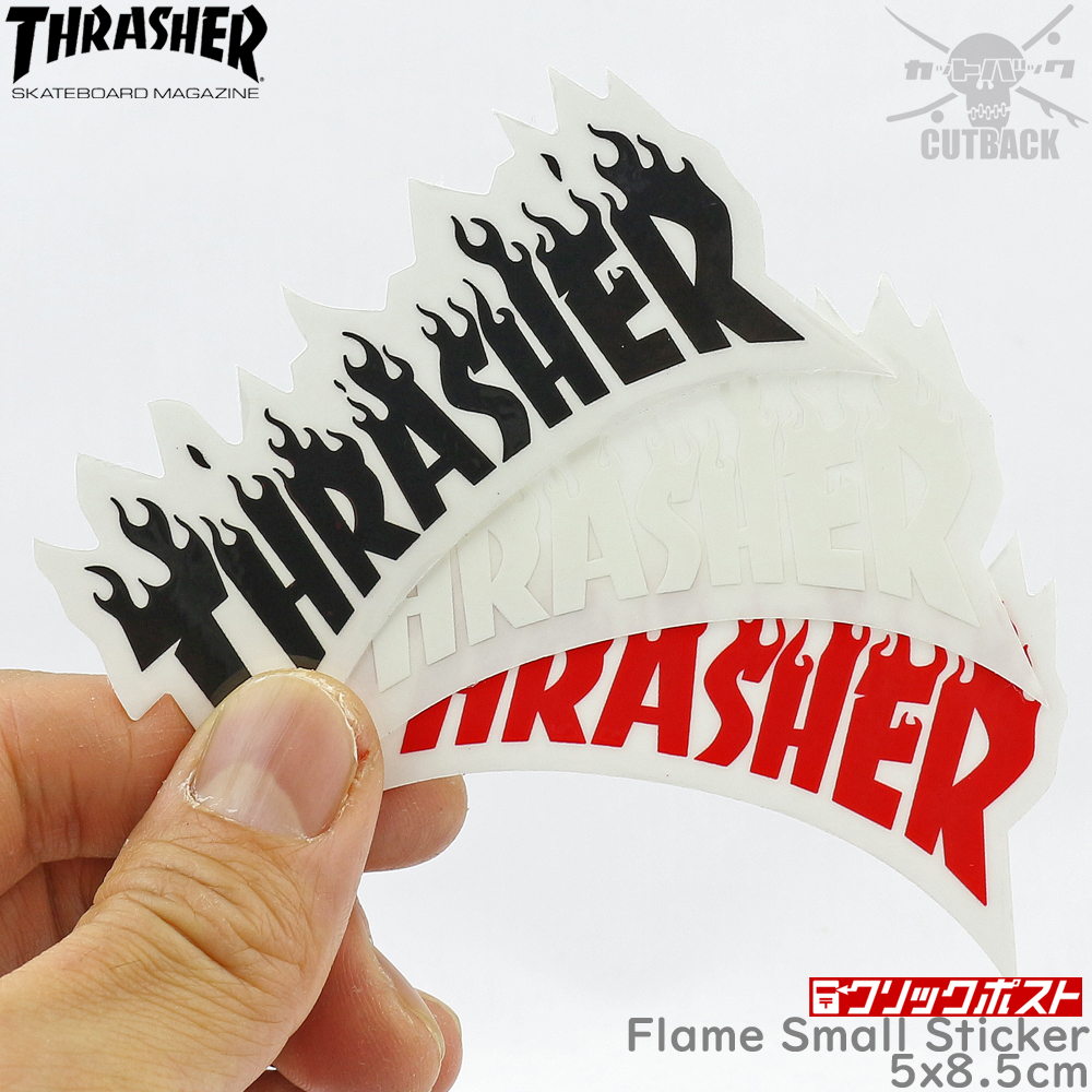 楽天市場 スケボー ステッカー フレーム ホワイト Thrasher スラッシャー Flame Small Sticker スケートボード シール 白 ブランド スーツケース 車 バイク オシャレ アイテム スケートボード専門店カットバック