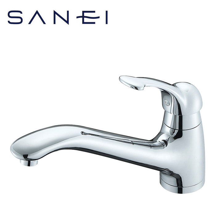 SANEI サンエイ 水栓 キッチン用 K87710JV-13 シングルワンホール 混合栓 泡沫 逆止弁 止水パイプ 110°回転規制 ボルト式