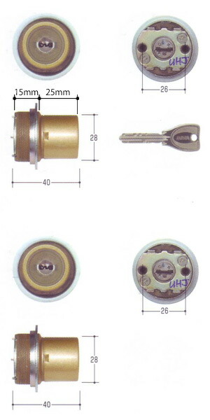 2個同一セットMIWA PRシリンダー LIXタイプ(全長40mm仕様)　塗装ゴールド色MCY-509TE0 LIX 02P09Jul16｜クーテ