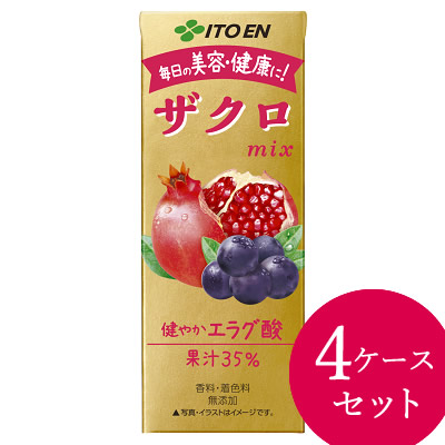 伊藤園 ザクロmix 200ml×96本 (24本×4ケース) 紙パック (送料無料) ザクロ ざくろ 柘榴 ジュース ドリンク ポリフェノール ウロリチン エラグ酸 美容 健康 手軽