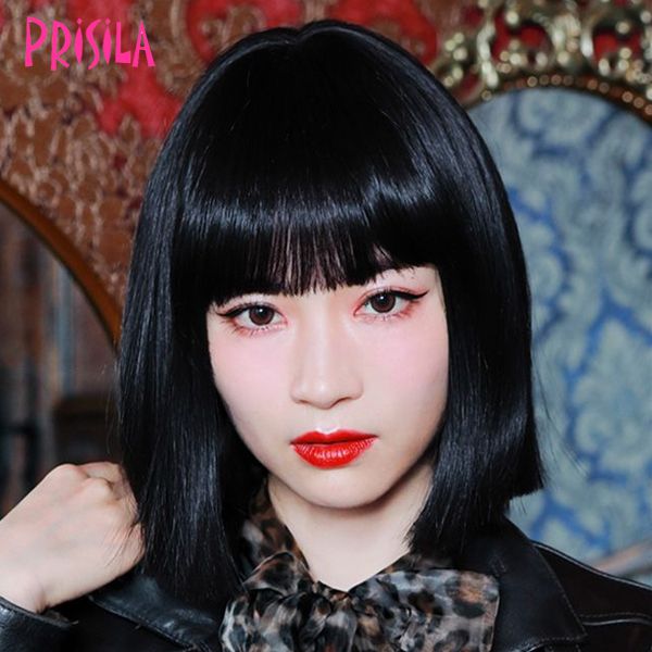 【おまけ付き】プリシラ オールウィッグ【エッジブラントボブ】A-704耐熱 (送料無料) PRISILA フルウィッグ ミディアム コスプレ ウィック ウイッグ｜カラコン・ウィッグ＠キュティア