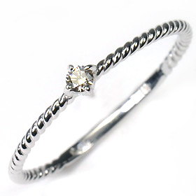 K18WG・ダイヤモンド0.03ct シンプルプチリング 指輪 SIクラス 18金 ホワイトゴールド｜キュートジュエリー
