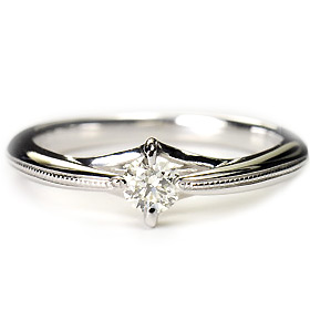 K18WG・ダイヤモンド0.2ct（Hカラー・SIクラス・鑑別書カード付） ソリティアリング 無色透明 18金 ホワイトゴールド 婚約指輪 エンゲージリング