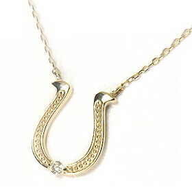 K10・ダイヤモンド0.02ct ホースシューペンダント（ネックレス） イエローゴールド ネックレス