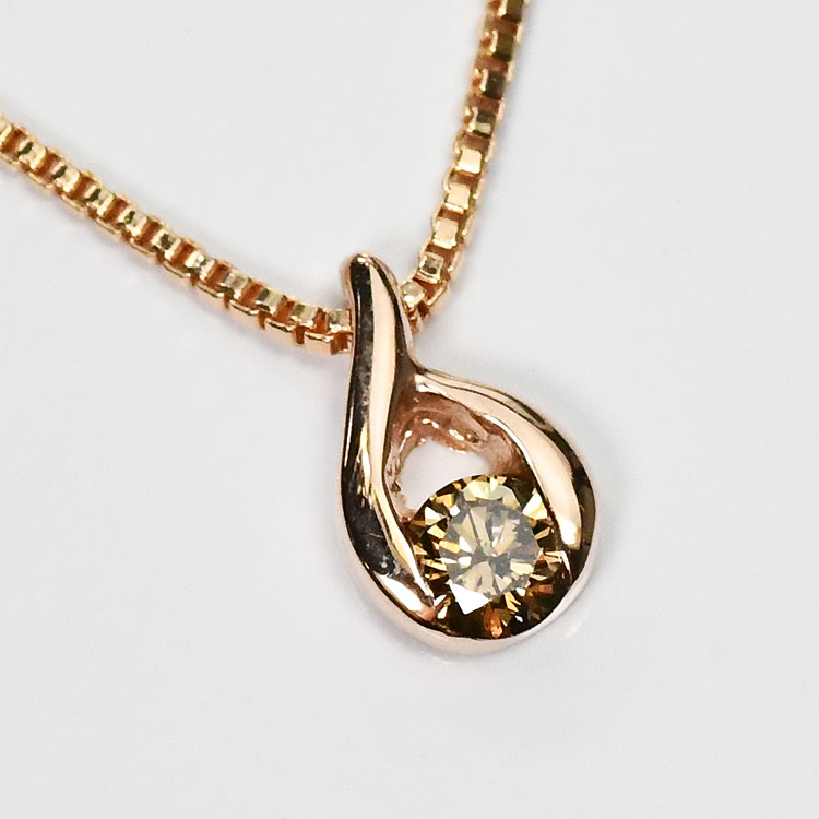 【シャンパンドリーム】ブラウンダイヤモンド0.1ct 一粒ネックレス SIクラス シャンパンダイヤモンド ピンクゴールド イエローゴールド 天然ダイヤモンド 19,635円