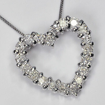 ダイヤモンドネックレス　K10WG・ダイヤモンド0.5ct　オープンハートペンダント【対応】 46,068円