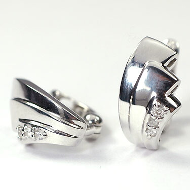 ピアリング イヤリング ダイヤモンド K18WG・ダイヤ0.06ct ピアリング|キュートジュエリー