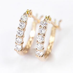 ダイヤモンド ピアス エタニティー 天然ダイヤ0.2ct（VSクラス・鑑別書カード付）×K18ピンクゴールド　エタニティーピアス　　フープピアス