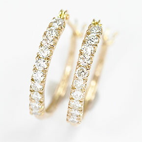 ダイヤモンド ピアス エタニティー 天然ダイヤ0.3ct(VSクラス・鑑別書カード付)×K10ピンクゴールド エタニティーピアス フープピアス|キュートジュエリー