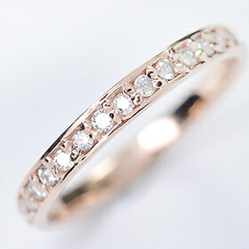 ダイヤモンド リング エタニティー K10PG・ダイヤ0.25ct（SIクラス・鑑別書カード付）　ハーフエタニティーリング　天然ダイヤモンド　エタニティーリング
