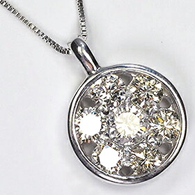 ダイヤモンド ネックレス K10WG・ダイヤ0.5ct（SIクラス・鑑別書カード付）　フラワーサークルペンダント　(ネックレス）｜キュートジュエリー