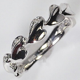 ダイヤモンド リング ピンキー K18WG・ダイヤ0.03ct ハートリーフピンキーリング 指輪|キュートジュエリー
