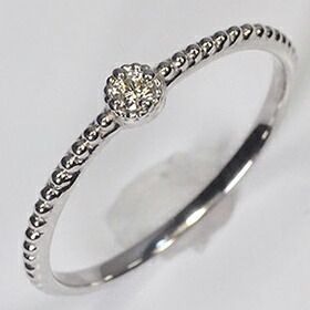 ダイヤモンド リング K18WG・ダイヤ0.08ct　クラシカルソリティアリング　　指輪　【 婚約指輪 】【 プロポーズリング 】